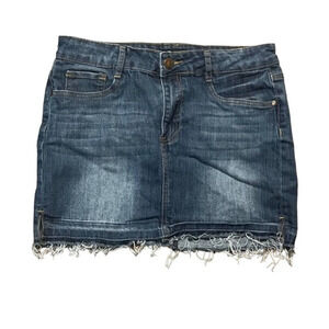 Dollhouse Y2k Raw‎ Hem Mini Denim Skirt Size 11